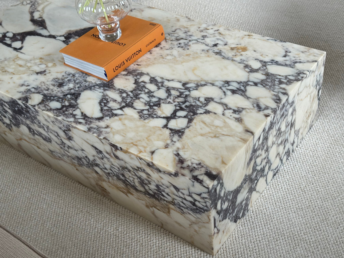 Cube low sofabord 120x65, Amarante marmor