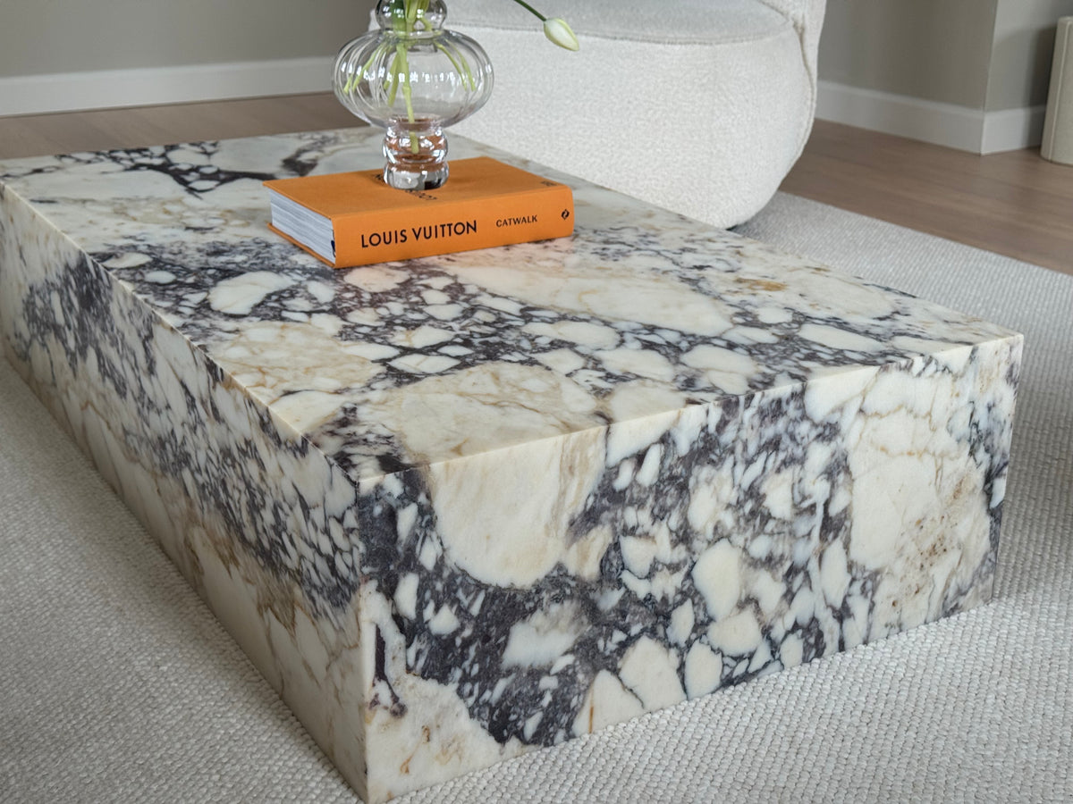 Cube low sofabord 120x65, Amarante marmor