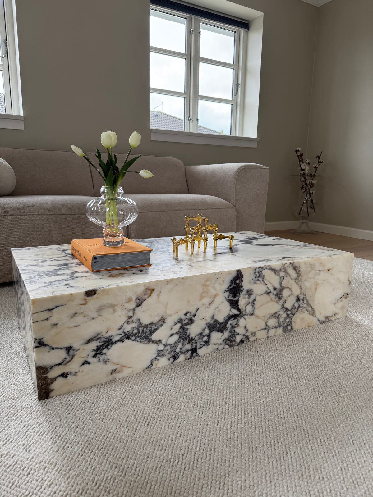 Cube low sofabord 120x65, Amarante marmor